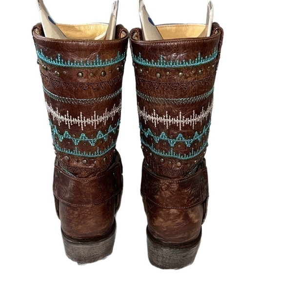 Old Gringo Yippe Ki Yay Apache Moon Strap  10”Brown Harness Embroidered Boot 8 - Picture 4 of 12